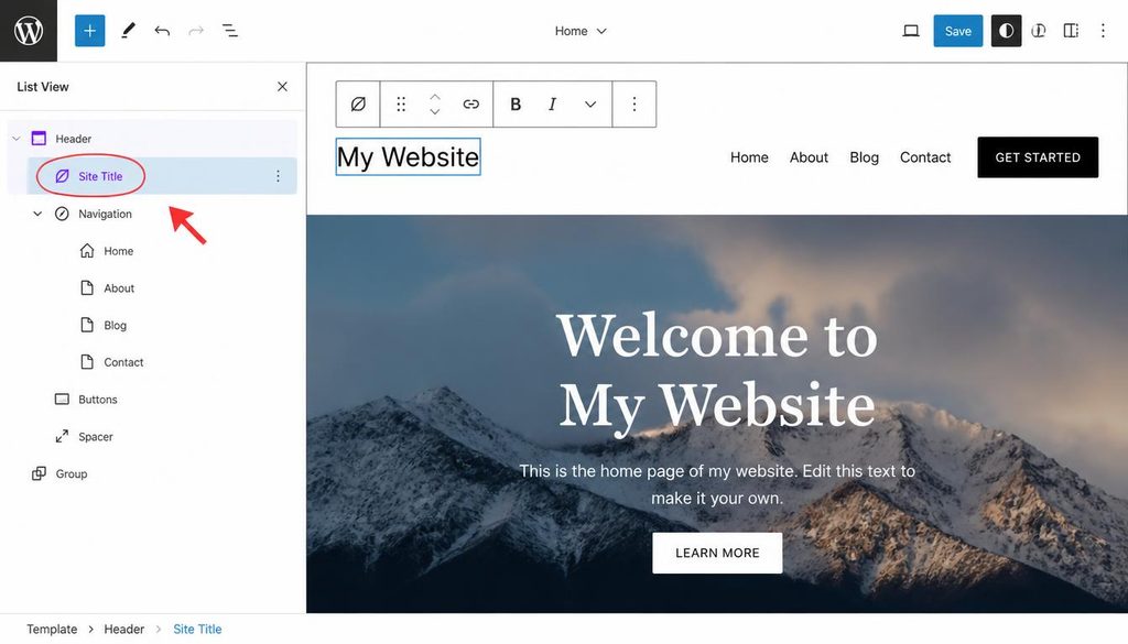 Save Changes button on the WordPress General Settings page after editing the site title.
